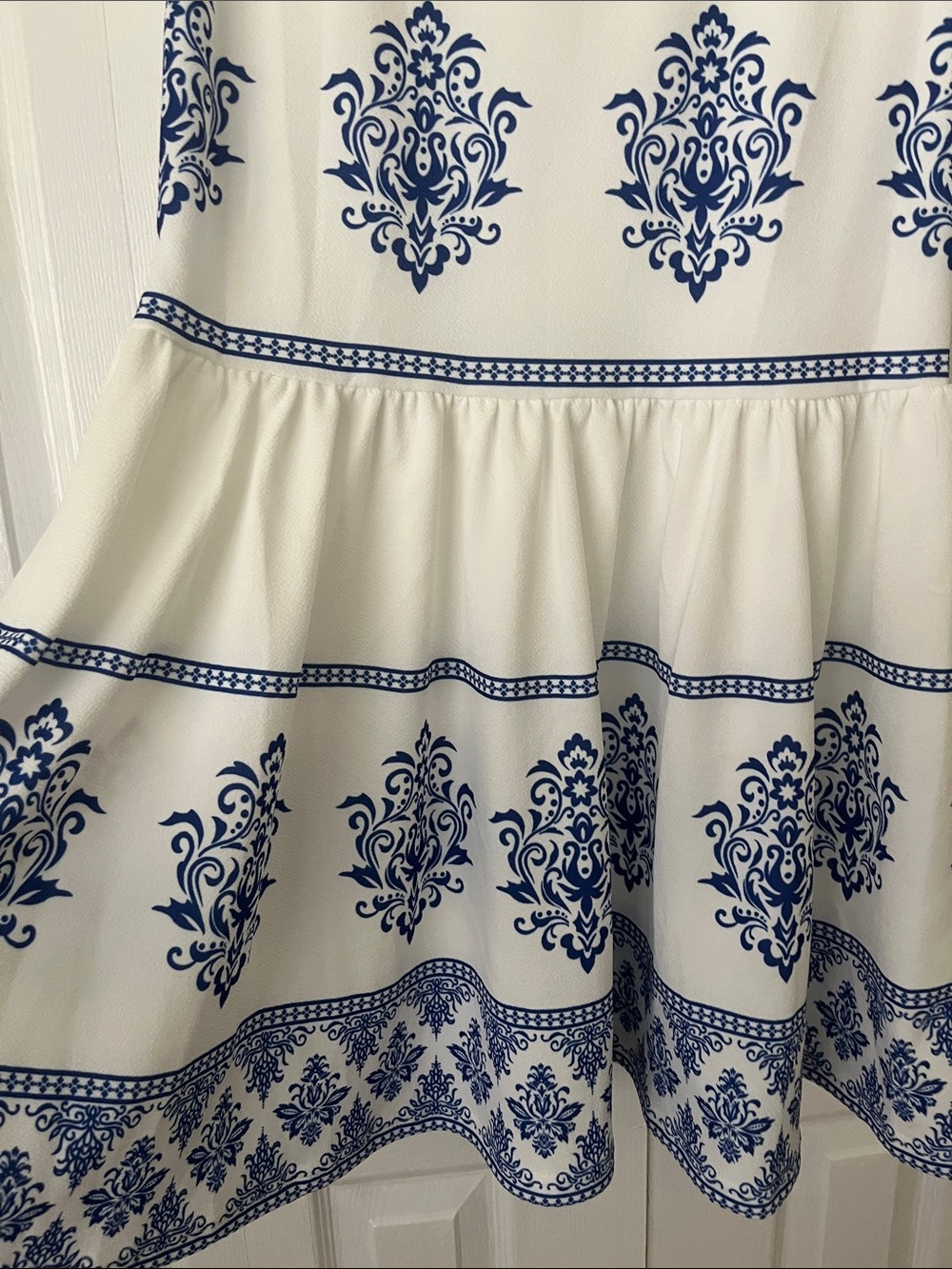 Blue & White Printed Tiered Maxi Skirt - Timeless Summer Style - Picture 2 of 3